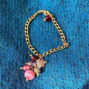 Elegant Gold Charm Bracelet with Murano Glass Beads